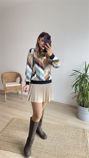 Renk Geçişli Peluş Sweat