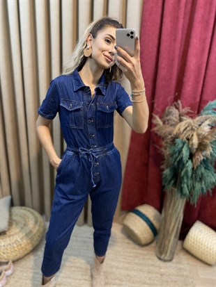 Lacivert Beli Lastikli Kot Tulum