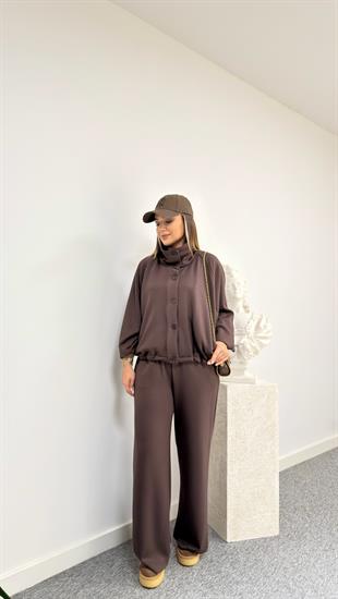 Kahve Sonya Ceket Pantolon Modal Takım