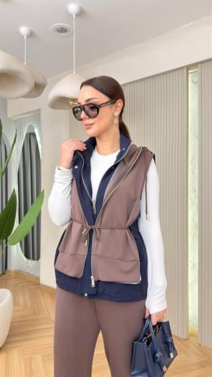 Kahve Joana Tws Model Yelekli Takım