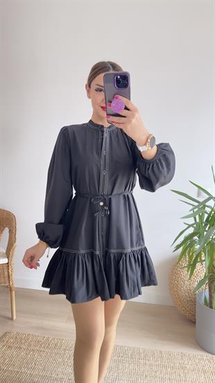 Luci Zra Model Siyah Poplin Elbise 