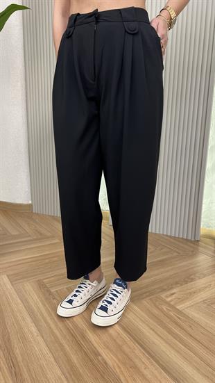Siyah Melida Pile Detaylı Balon Model Pantolon