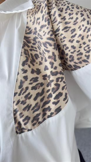 Ophe Leopar Detaylı Beyaz Gömlek