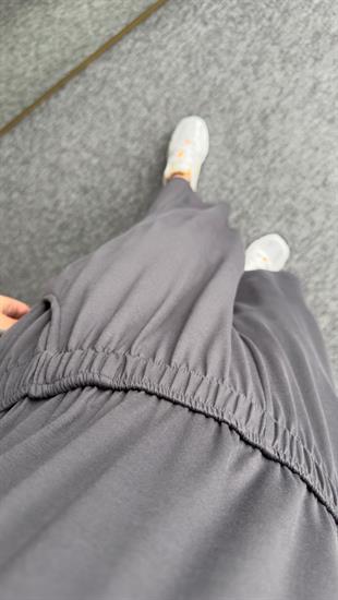 Sırt Dekolte Bel Lastikli Antrasit Tulum