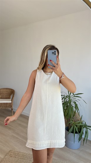 Orijinal Marka Astarlı Ekru Elbise 