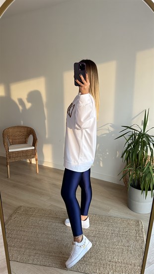 California Baskı Şardonlu Beyaz Sweat