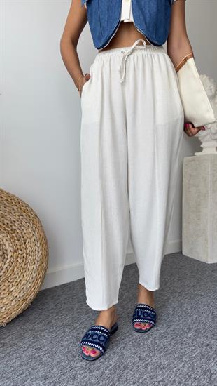 Bej Balon Model Keten Pantolon