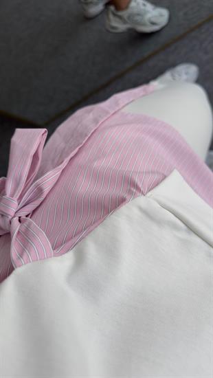 Sei Pembe Yan Bağlamalı Tshirt