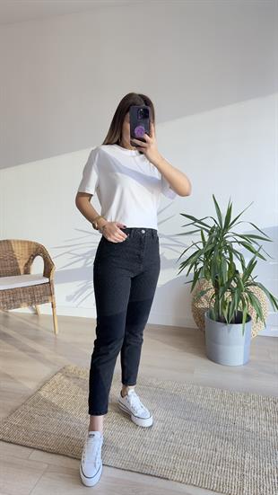 Taş Detaylı Antrasit Jean