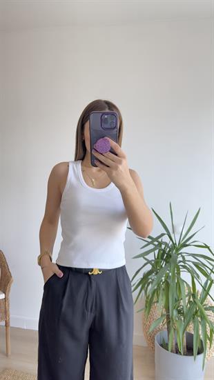 İlya U Yaka Beyaz Crop