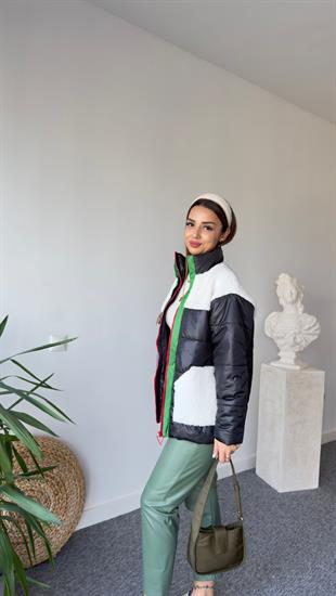 Lendi Peluş Detaylı Siyah Tasarım Mont