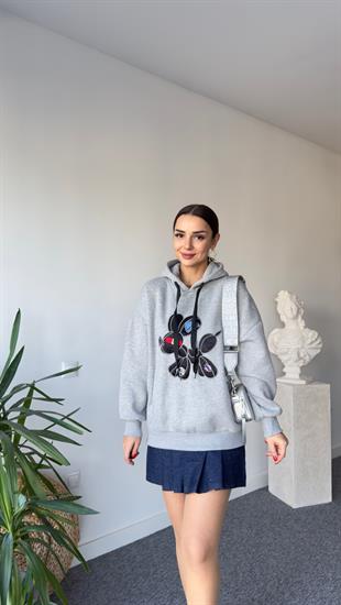 Tws Model Önü İşlemeli Şardonlu Gri Sweat