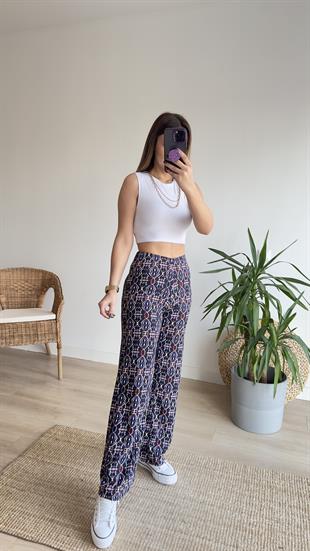 Etnik Desen Beli Lastikli Pantolon