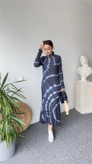 Batik Desenli Laci Triko Elbise 