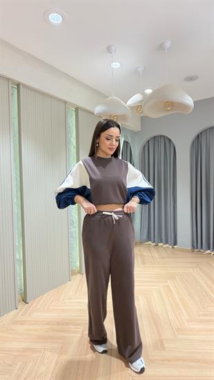 Kahve Color Blok Mix Tasarım Takım