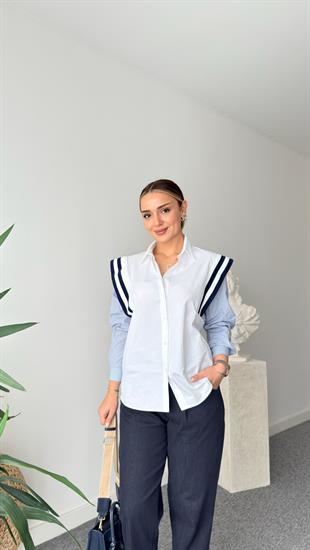 Strip Detaylı Garnili Gömlek