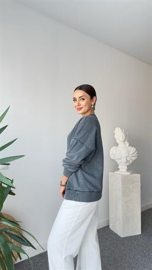 Ginow Sarkıt Taş Detaylı Sweatshirt