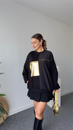 Make It Happen Yazılı Cep Detaylı Sweatshirt