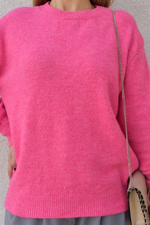 Pembe Bisiklet Yaka Basic Kazak