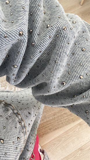 Zara Model Taş Detaylı Jean Ceket