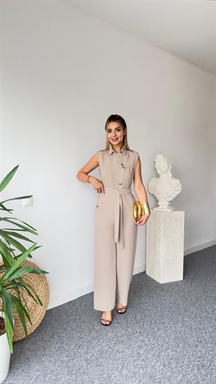 Pein Orj Marka Kuşaklı Bej Tulum