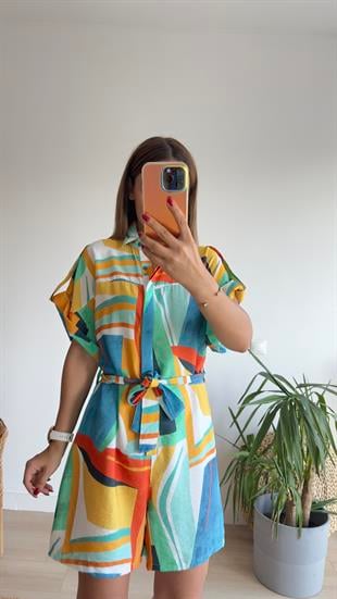 Marka Model Lilyum Renkli Şort Tulum