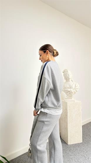 Trier Tshirt Detaylı Şeritli Leopar Sweat