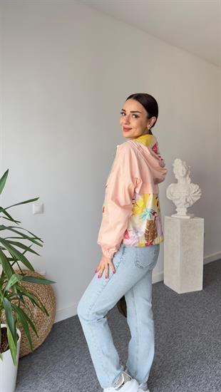 Lani Çiçek Desenli Pudra Yağmurluk