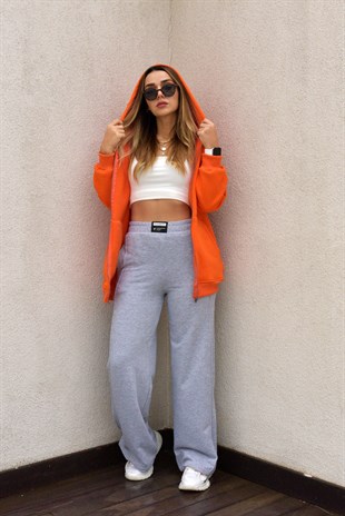 Şardonlu Turuncu Basic Sweat