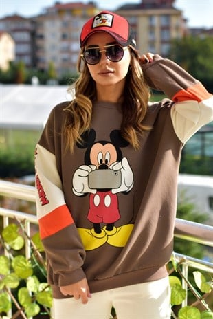 Fotoğraf Çeken Kahve Mickey Sweat