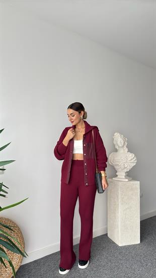 Camilo Paraşüt Garnili Bordo Triko Takım