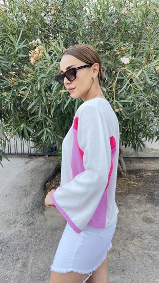 Marka Model Pembe Renk Geçişli Bluz