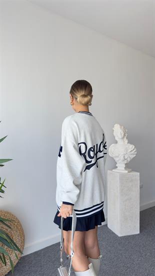 La Nakışlı Gri Sweatshirt