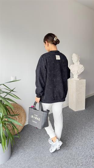 Fusion Baskı Detaylı Yıkamalı Sweat