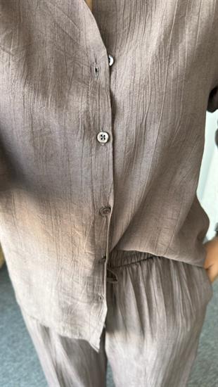 Kahve Ripon Massi Gömlek Pantolon Takım