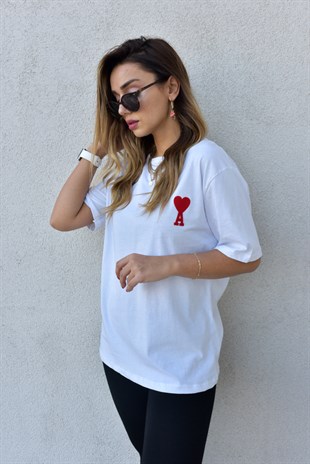 Harf Baskı Beyaz Tshirt