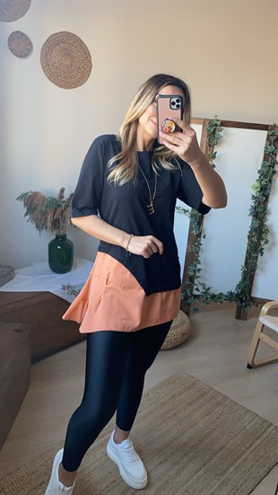 Somon Poplin Detaylı Tshirt