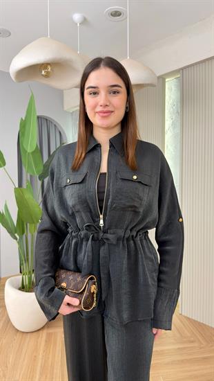 Siyah Treo Bel Büzgülü Premium Takım