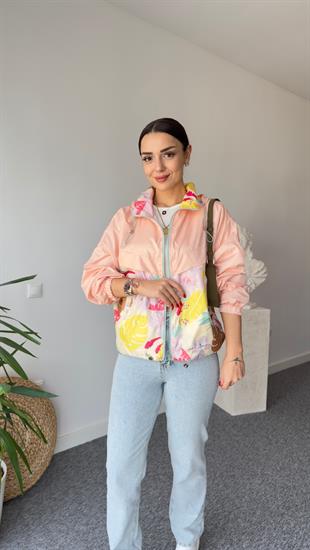 Lani Çiçek Desenli Pudra Yağmurluk