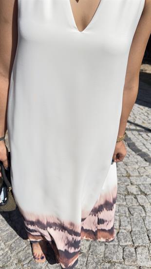 Orj Model Eteği Batik Desen Elbise 