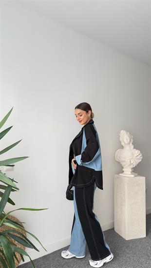 Denim Gabardin Garnili Ceket Pantolon Takım