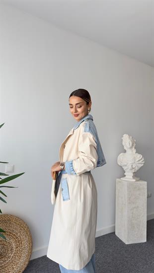 Fidel Kot Detaylı Bej Trençkot