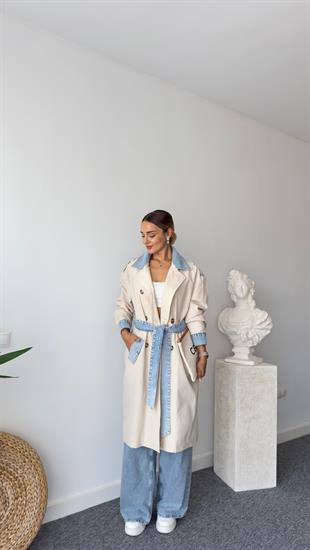 Fidel Kot Detaylı Bej Trençkot