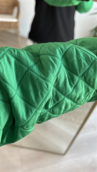  Kolları Yeşil Kapitone Tasarım Sweat 