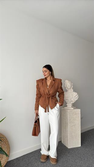 Raul Marka Model Kuşaklı Süet Ceket