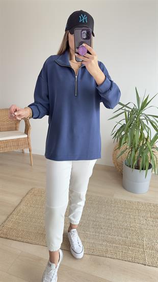 Yarım Fermuar Laci Modal Sweat