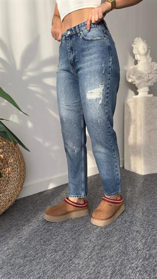Yıkamalı Yırtık Detaylı Jean