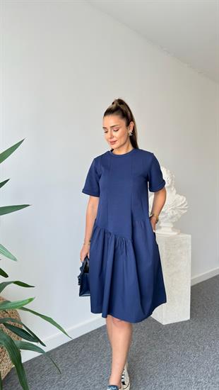 Lacivert Ronse Marka Model Garnili Elbise 