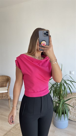 Yanı Fermuarlı Pembe Bluz 