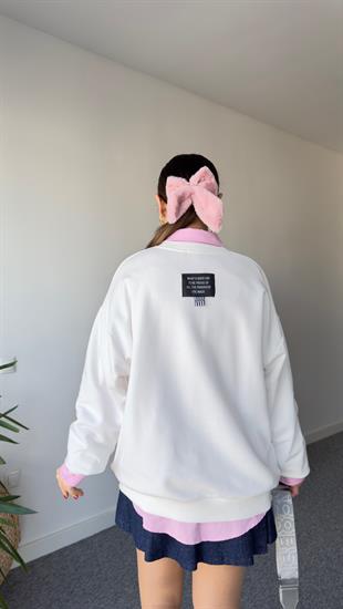 Pembe Superwet Baskı Sweatshirt